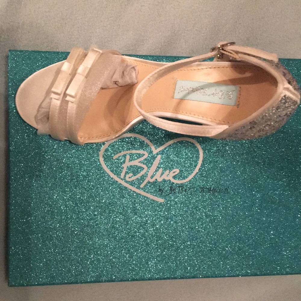 Betsey Johnson Betsey Blue Ivory Satin Heels